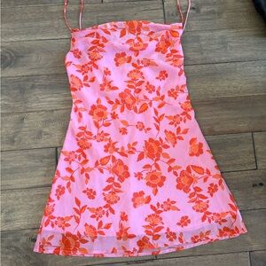 Floral Pink and Orange Dress
